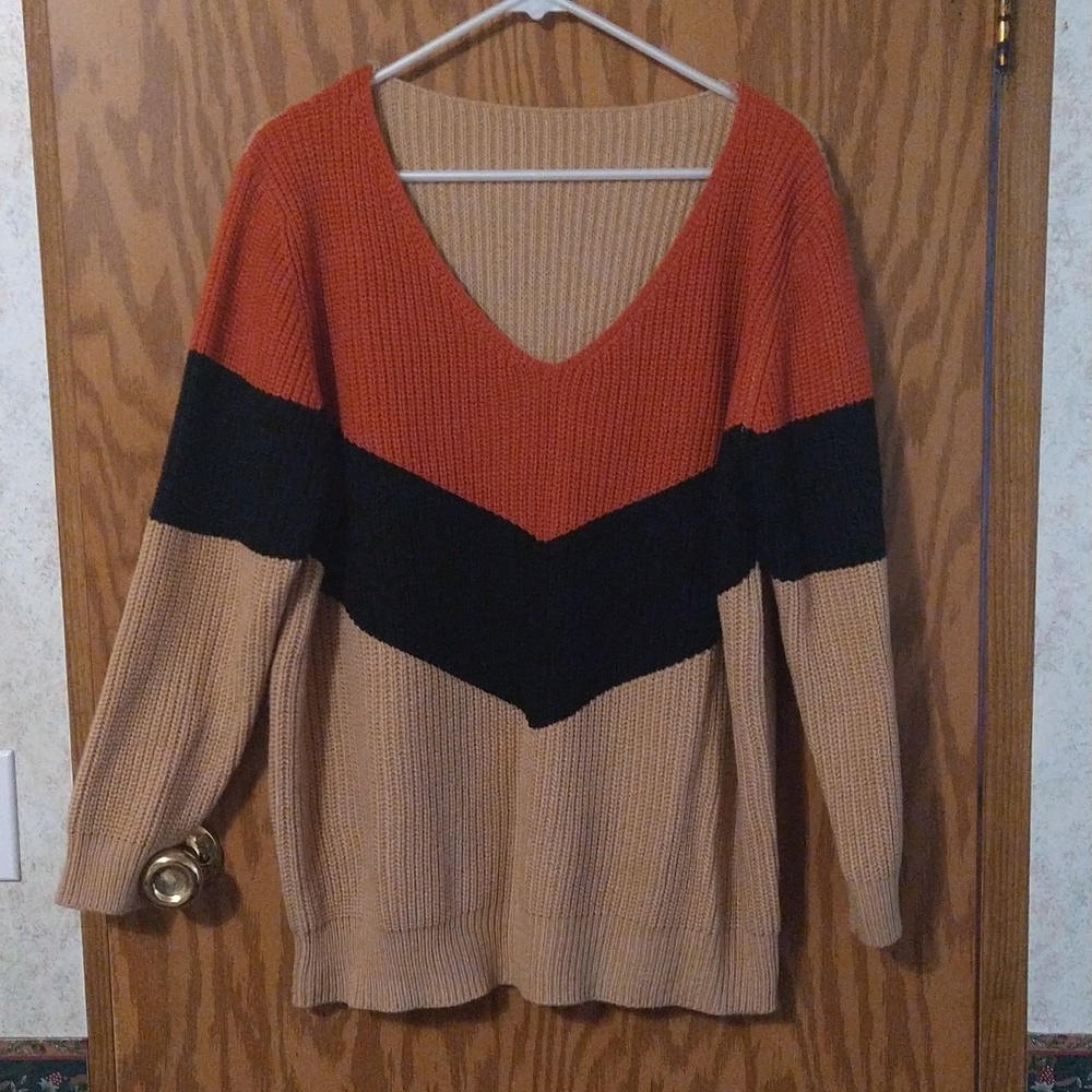 Warm Tri Color Sweater 2XL